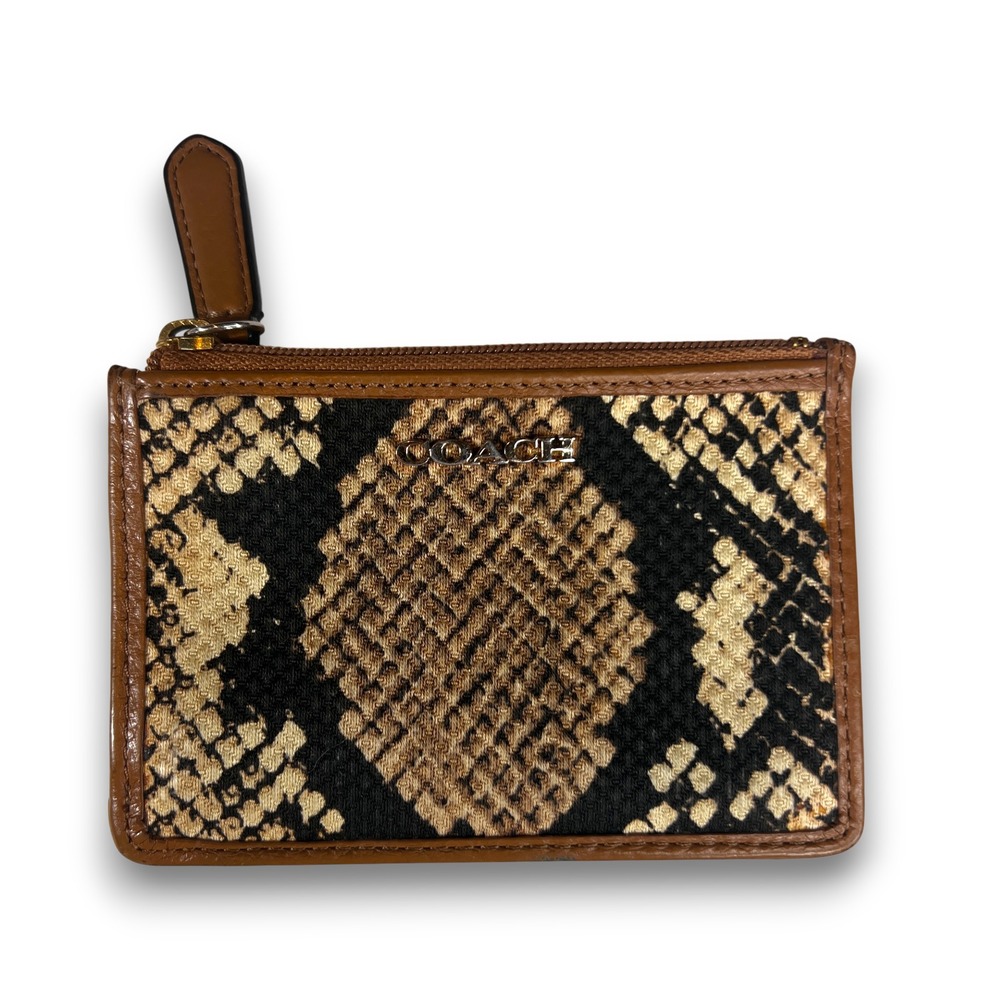 Coach Madison Brown Python Print Satin Wristlet L… - image 1